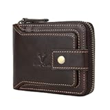 Zipper Wallet Men RFID Blocking Leather Bifold Wallets For Men - Flap ID Window Zip Coin Pocket Mens Zipper Wallets - Big Capacity Credit Card Travel Wallet