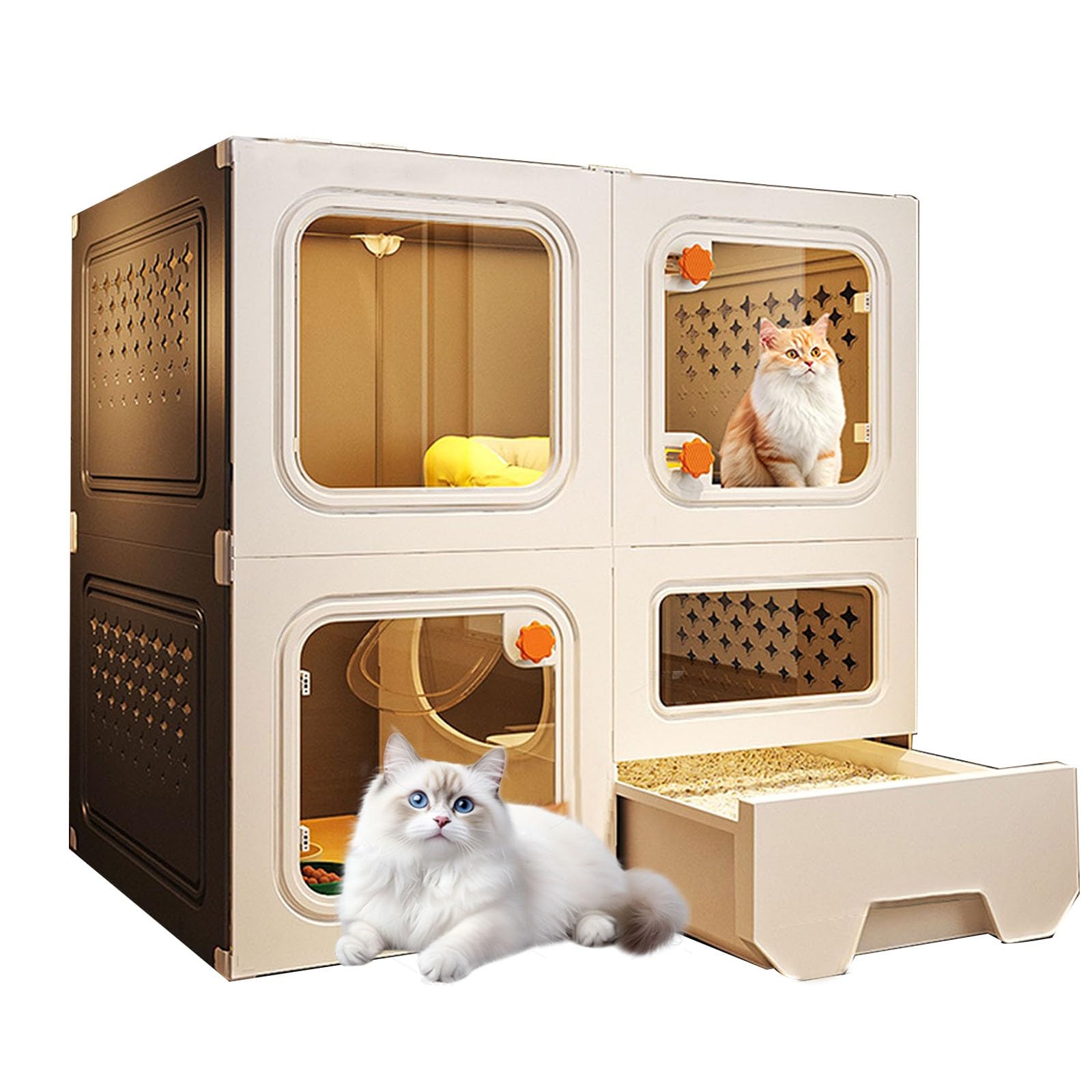 Cage pour chat intérieur avec fenêtres transparentes pour salon moderne
