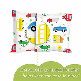 Little Sleepy Head Toddler Pillowcase, 100% Cotton & Hypoallergenic Pillow Case for Toddler Pillow, Snug Fit Envelope Pillowcase, 13x18 Pillowcase, Pilllow Sold Separately (Trucks \'N Cars)