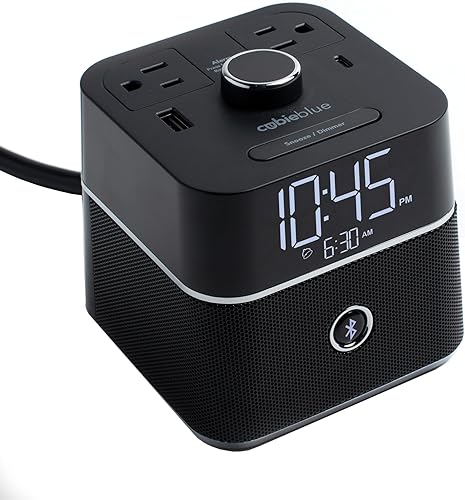 CubieBlue Reloj despertador recargable con bocina Bluetooth