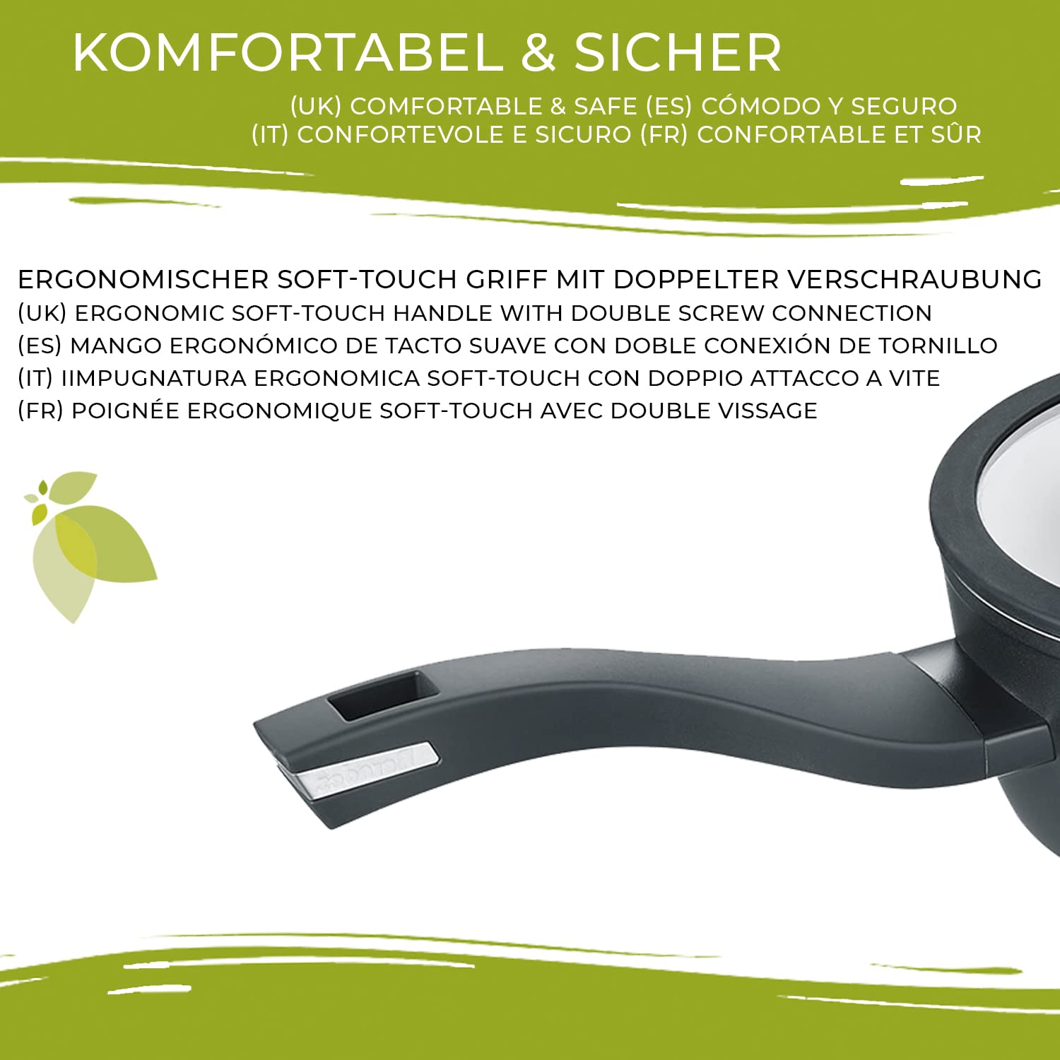 Berndes Topf Balance b.nature 16 cm, Stieltopf mit nachhaltiger Beschichtung aus Quarz, inkl. Glasdeckel, Induktion, kratzfest…