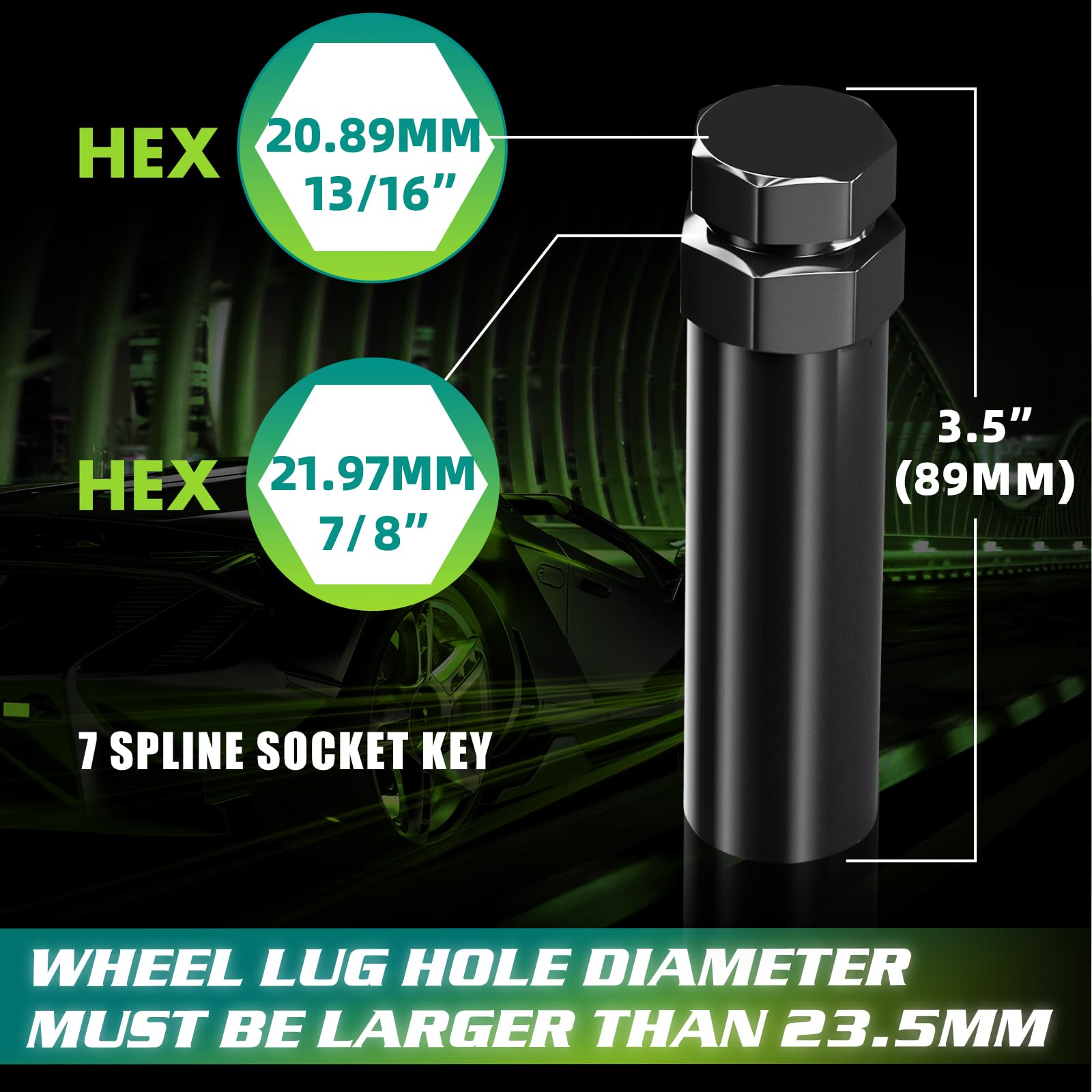 Amazon.com: 7 Spline Lug Nuts Socket Key - 20mm Hex Socket for
