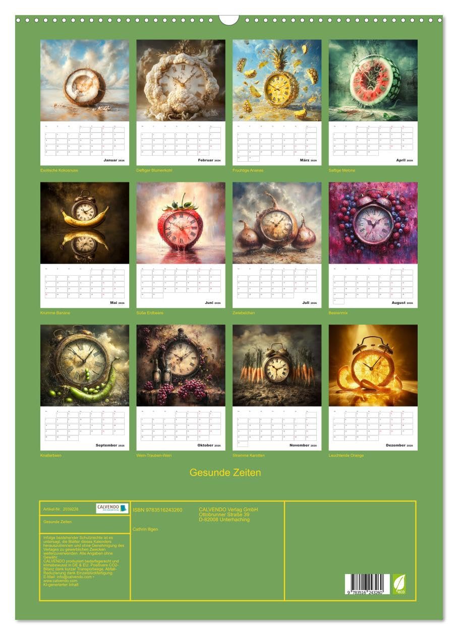 Gesunde Zeiten (Wandkalender 2026 DIN A2 hoch), CALVENDO Monatskalender: Der fruchtige Terminkalender - KI generiert (CALVENDO Lifestyle)