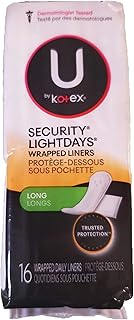 Kotex Lightdays Liner, Long, 16 Count, (Pack of 6)