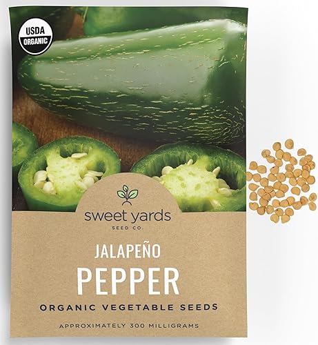 Miniatura 3 de Semillas de pimiento jalapeño orgánico, paquete de semillas de más de 40 semillas polinizadas abiertas sin OMG Sweet Yards Seed Co.