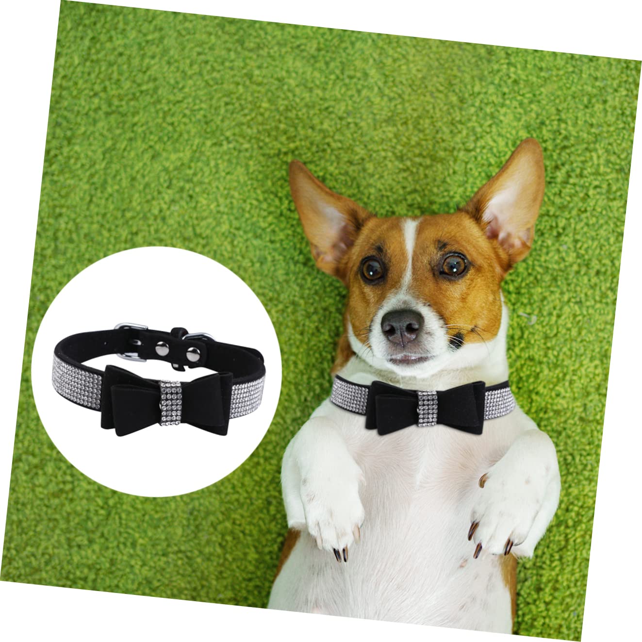 Mipcase 3pezzi Collare Per Animali Domestici Con Fiocco Decorativo Catena Per Collo Pet Resistente Accessorio Elegante Per Cani e Gatti Nero Xl