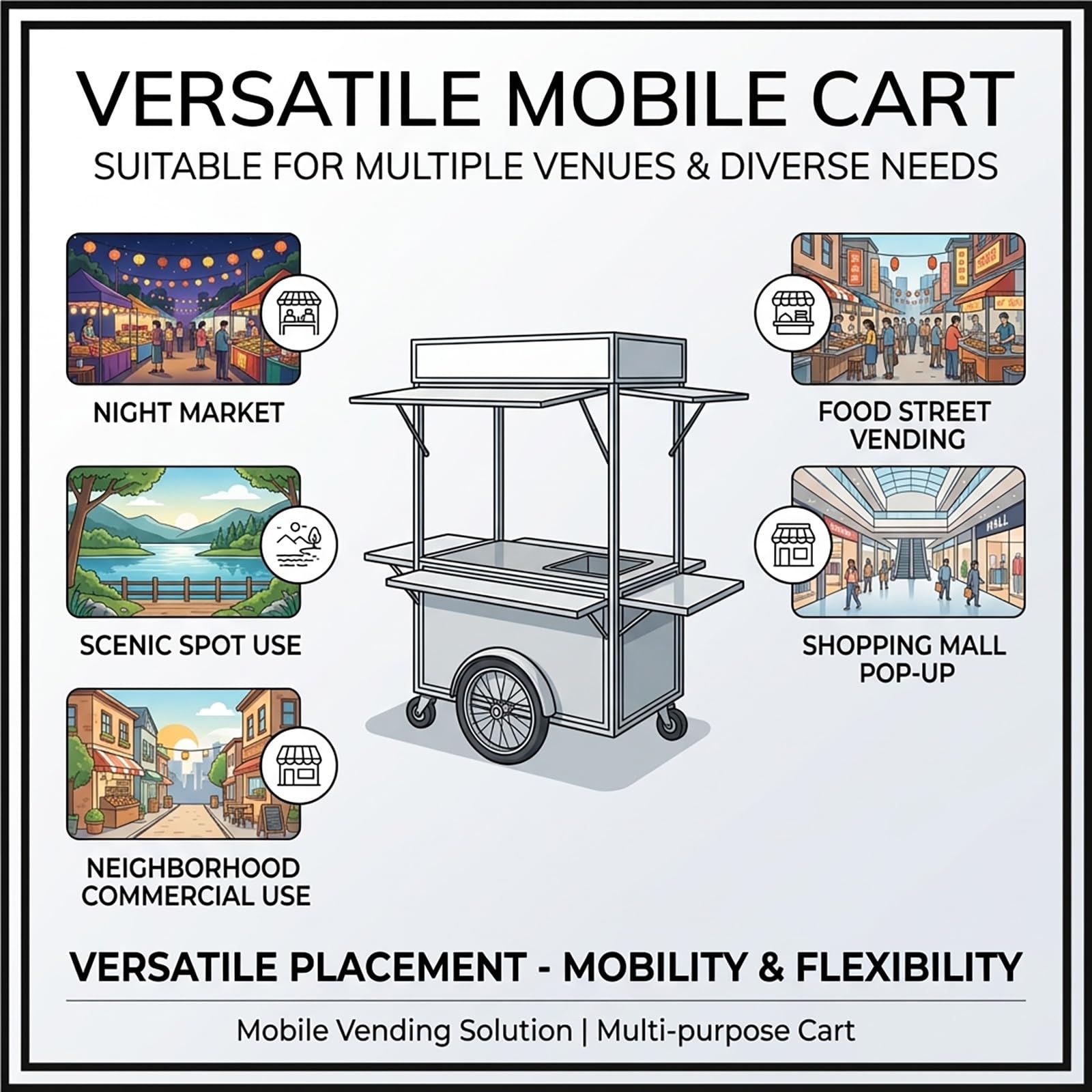 Móvil de Venta Ambulante de Comida Carritos de Comida Portátiles con Ruedas Freno para Fiestas Mercados y Comida Callejera.(Giallo,160x58x190cm)