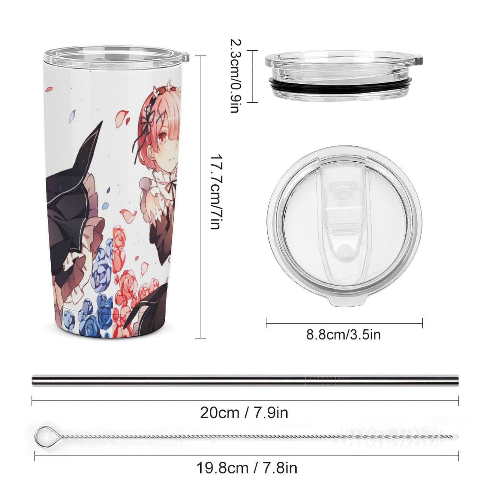 Amazon｜リゼロ レム 魔法瓶 タンブラー ふた付き ステンレス製 590ml 