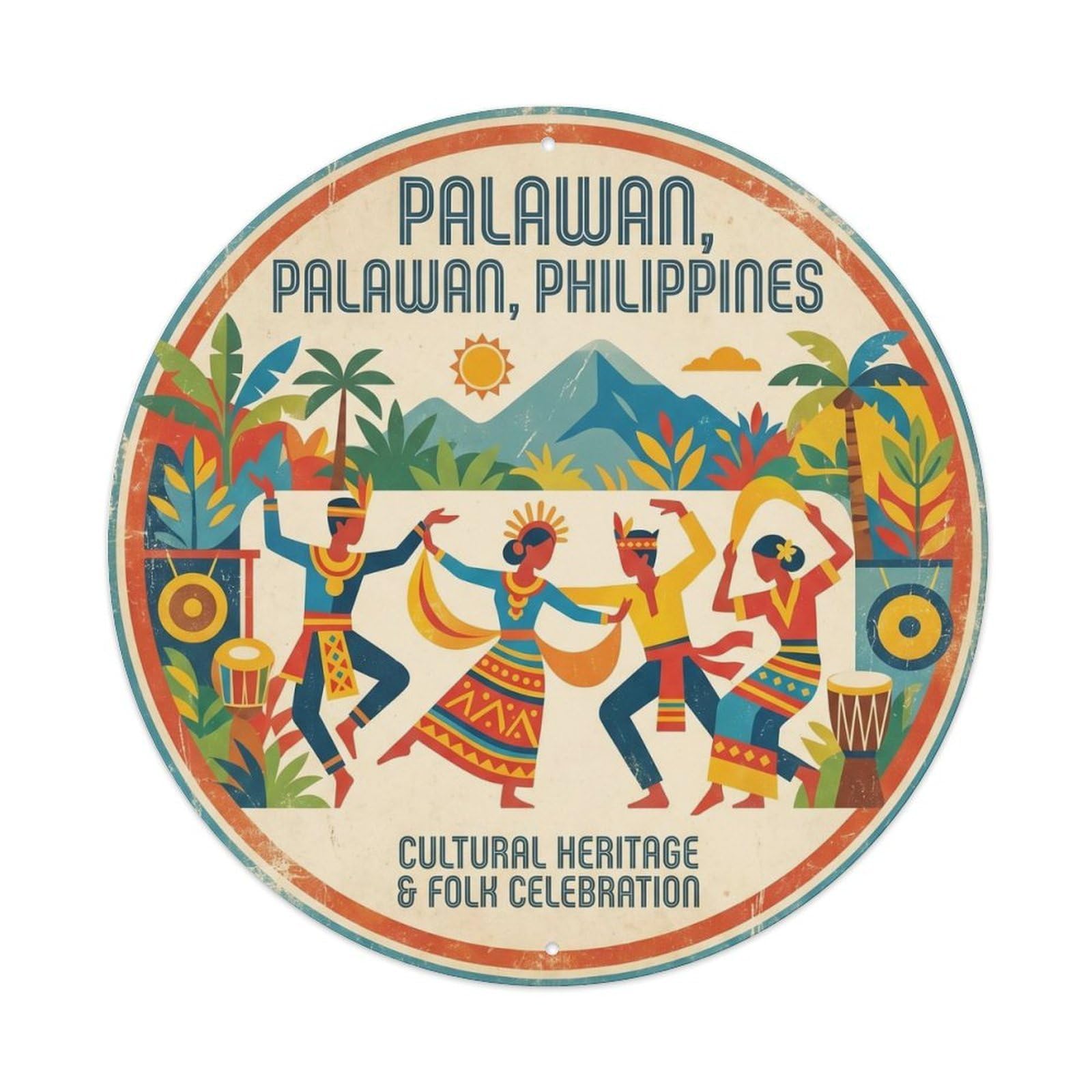 Palawan Traditional Dance Market Travel Craft Metal Tin Sign