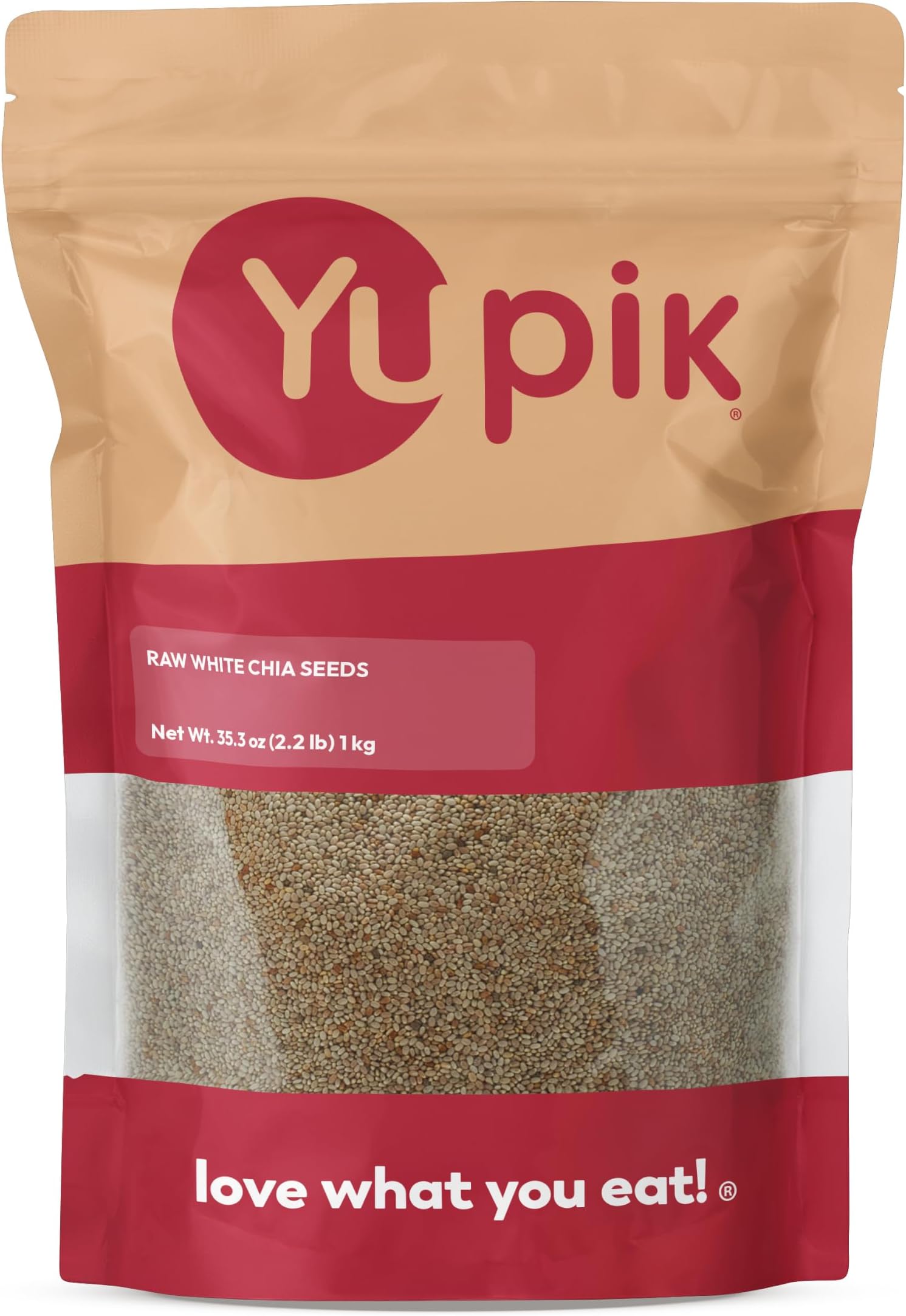 Yupik Raw White Chia Seeds, 2.2 lb (35.2 oz), Gluten-Free, Kosher, Vegan, Natural Seeds, Plant-Based Superfood, Rich in Fiber, Source of Omega-3, Ideal for Chia Pudding & Smoothies, Gels Easily