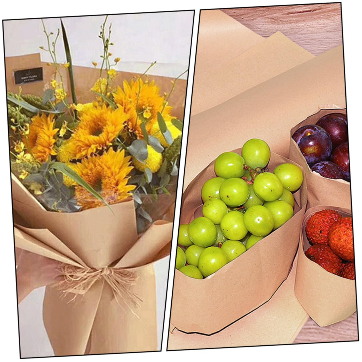 KONTONTY Papier Kraft Marron Rouleau 45cm X 30m, Surface Lisse, Résistant la Déchirure, pour Emballage Présent et Artisanat Bouquet