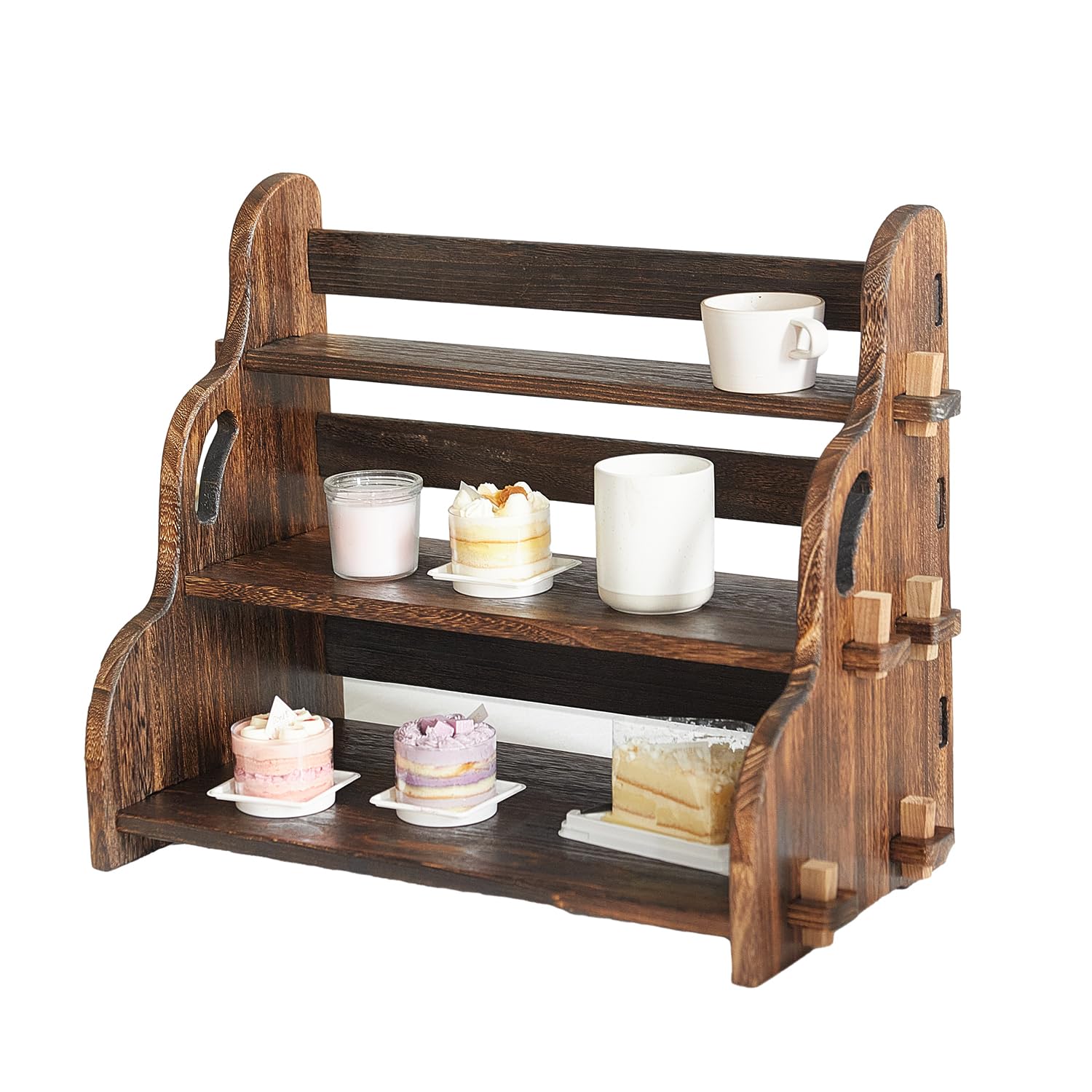 GZQWDC Wooden Cupcake Stand (3 Tier), Rustic Wood Cupcake Tower,Cup Cake Tier Stand,Tiered Display Stand,Wooden Display Riser Stand