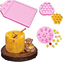 QYCX 3 Pcs Bumble Bee Cake Decoration Bumble Bee Fondant Molds Honeycomb Fondant Molds Beehive Silicone Baking Molds Little Bee Flower Silicone Fondant Chocolate Candy Molds Cake Mold Ice Maker for DIY Bee Baby Shower Gender Reveal Party Decorations Cupcake Toppers Cake Topper Sugar Craft Candy Chocolate Ice Cube Tray Soap (Pink Bee Fondant Mold)