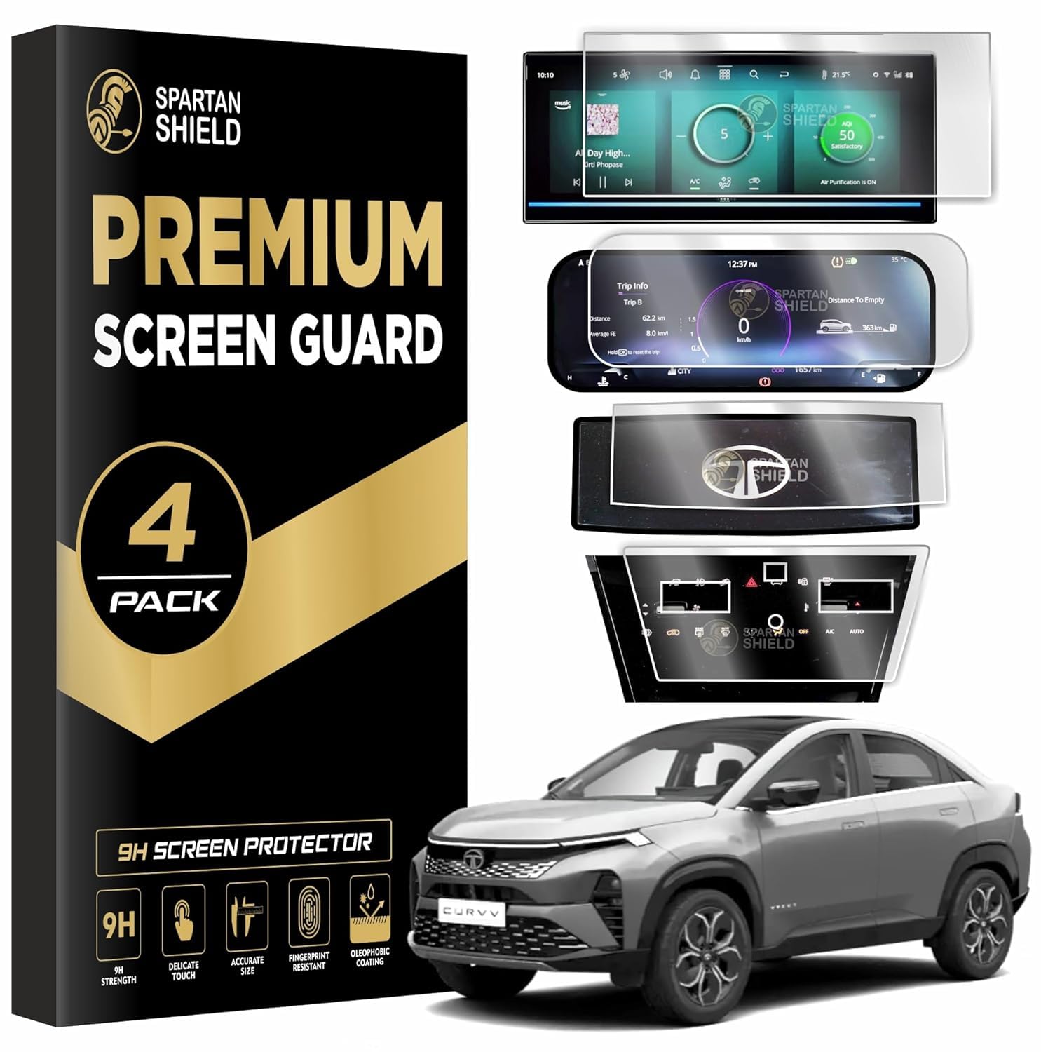 Spartan Shield {4 Pack} Screen Guard for Tata Nexon 2026+ | 10.25” Infotainment (Round Corners) + 4” MID + AC Panel (Touch-Controlled) + Steering Cluster Protector | Fits ** CREATIVE / CREATIVE+S / CREATIVE+S(CNG) / CREATIVE+S(DK) ** Only | HD Clear, Anti-Scratch, Water Resistant | Nexon 2025 Facelift Car Dashboard Display & Stereo Accessories [Not Tempered Glass] [DOESNT FIT *Creative+PS*] || Not Fit For EV Models || **Match Each Screen Shape & Size Before Ordering** — Amazon image 20