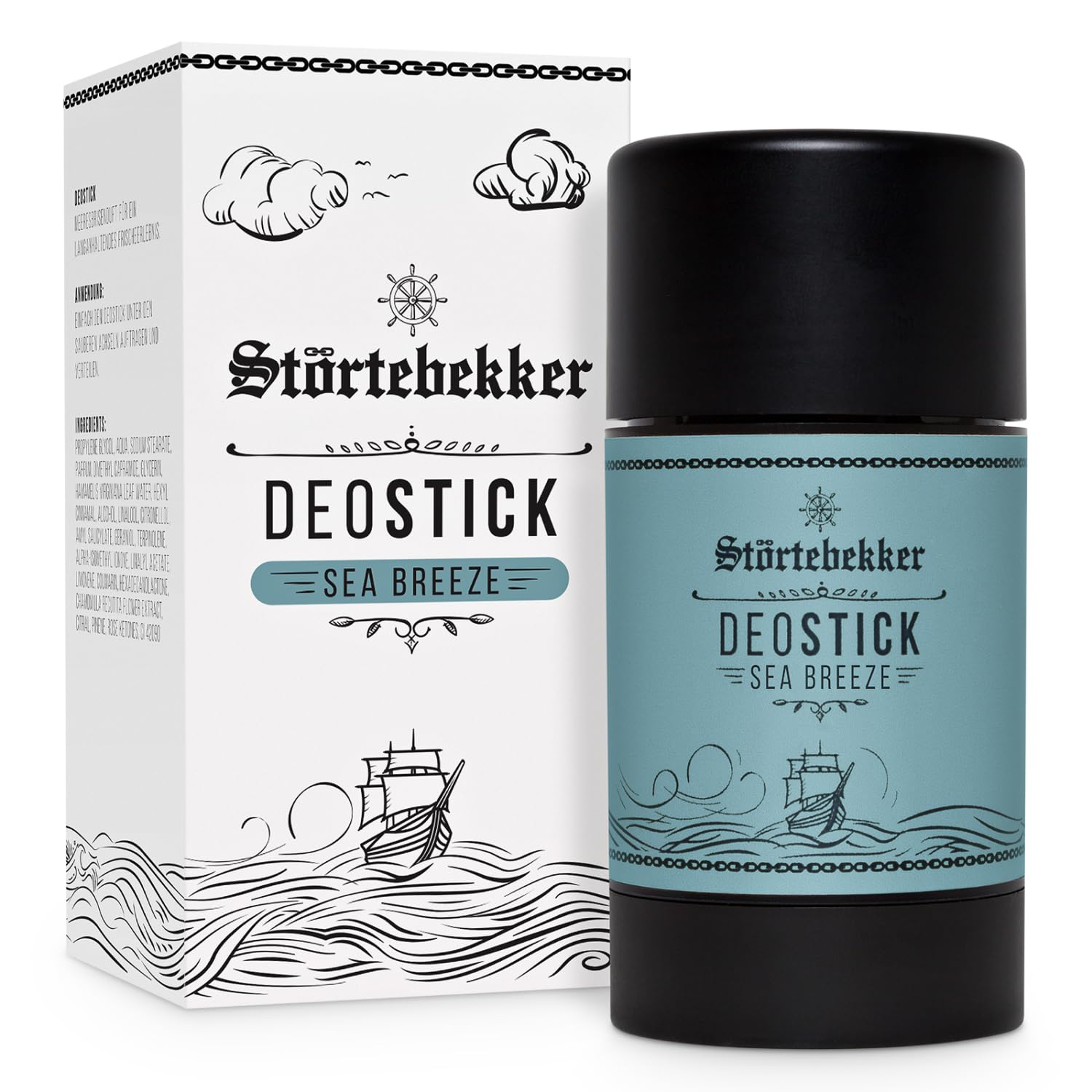 Störtebekker® Premium Deostick Sea Breeze - Erfrischender Deodorant Stick für Herren - Deostift für langanhaltende Frische - Männer Geschenkidee - Made in Germany - 75gr Deo Stick