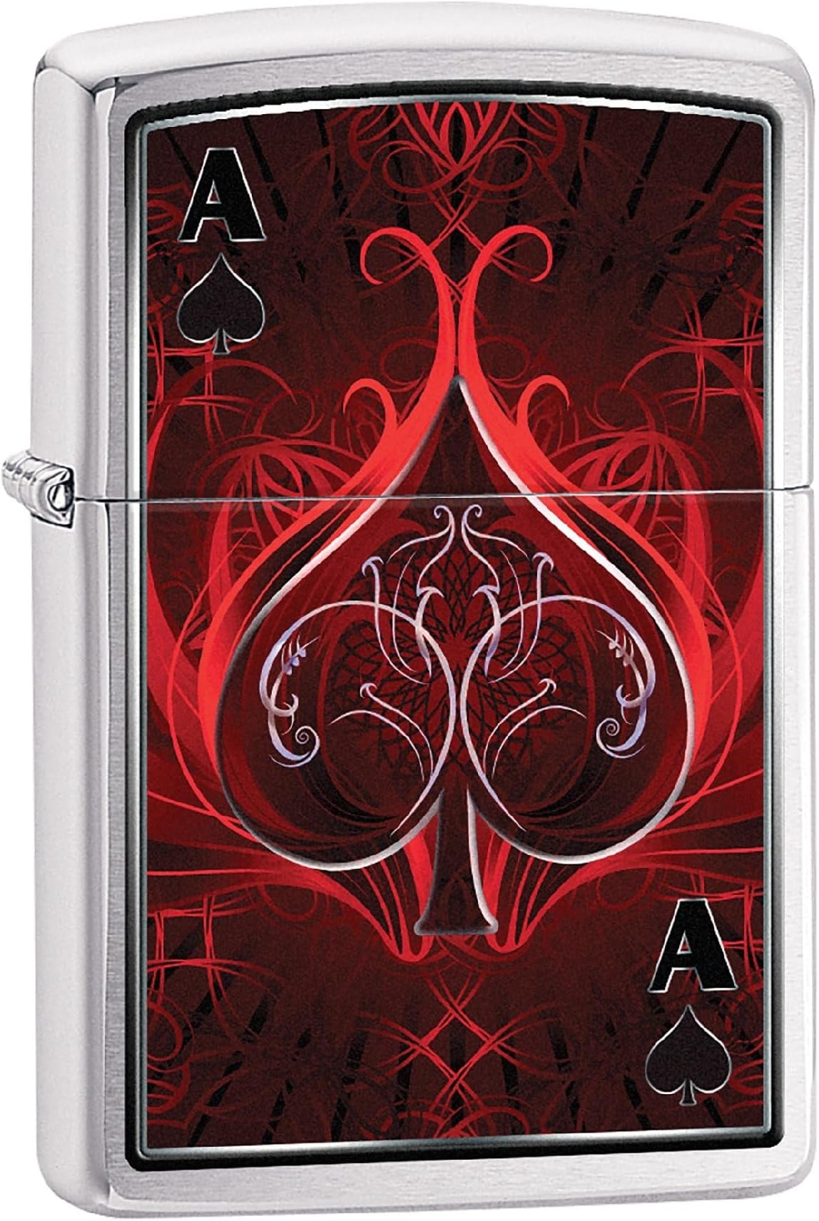 Zippo Lighter - Personalized Custom Message Engraved on Back Ace of Spades Zippo Windproof Lighter Brush Chrome #Z403