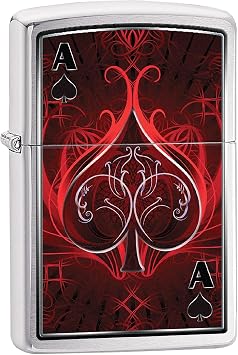 Zippo Lighter - Personalized Custom Message Engraved on Back Ace of Spades Zippo Windproof Lighter Brush Chrome #Z403
