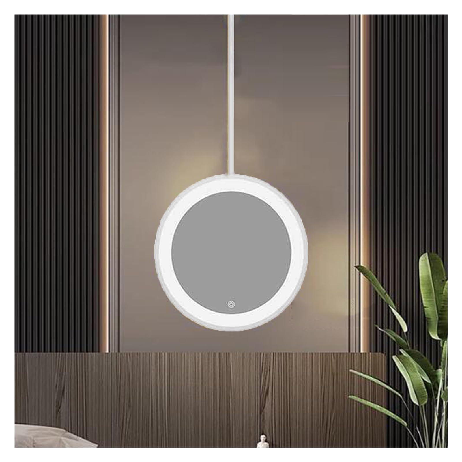 Miroir de plafond LED rotatif haut de gamme au design blanc épuré