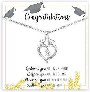 Graduation Gifts, Graduation Gifts for Her Initial Necklaces for Women Class of 2025 Gift Letter A - Z High Shool Senior Master Degree Graduate Necklace for Daughter Sister Granddaughter Girlfriend