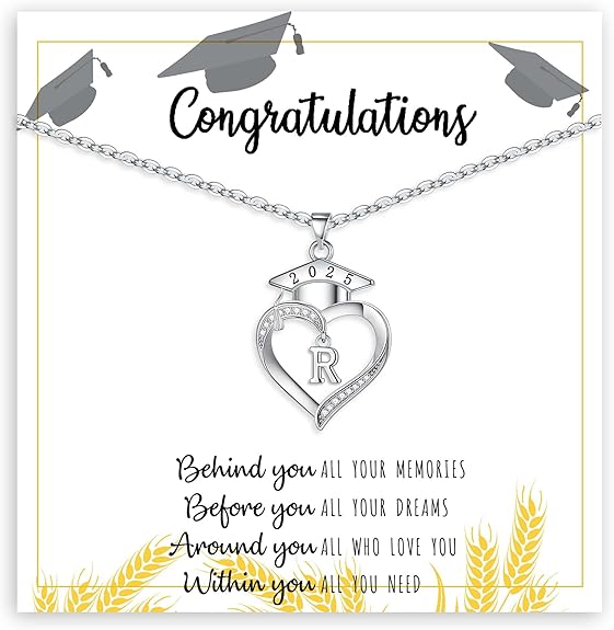 Graduation Gifts, Graduation Gifts for Her Initial Necklaces for Women Class of 2025 Gift Letter A - Z High Shool Senior Master Degree Graduate Necklace for Daughter Sister Granddaughter Girlfriend