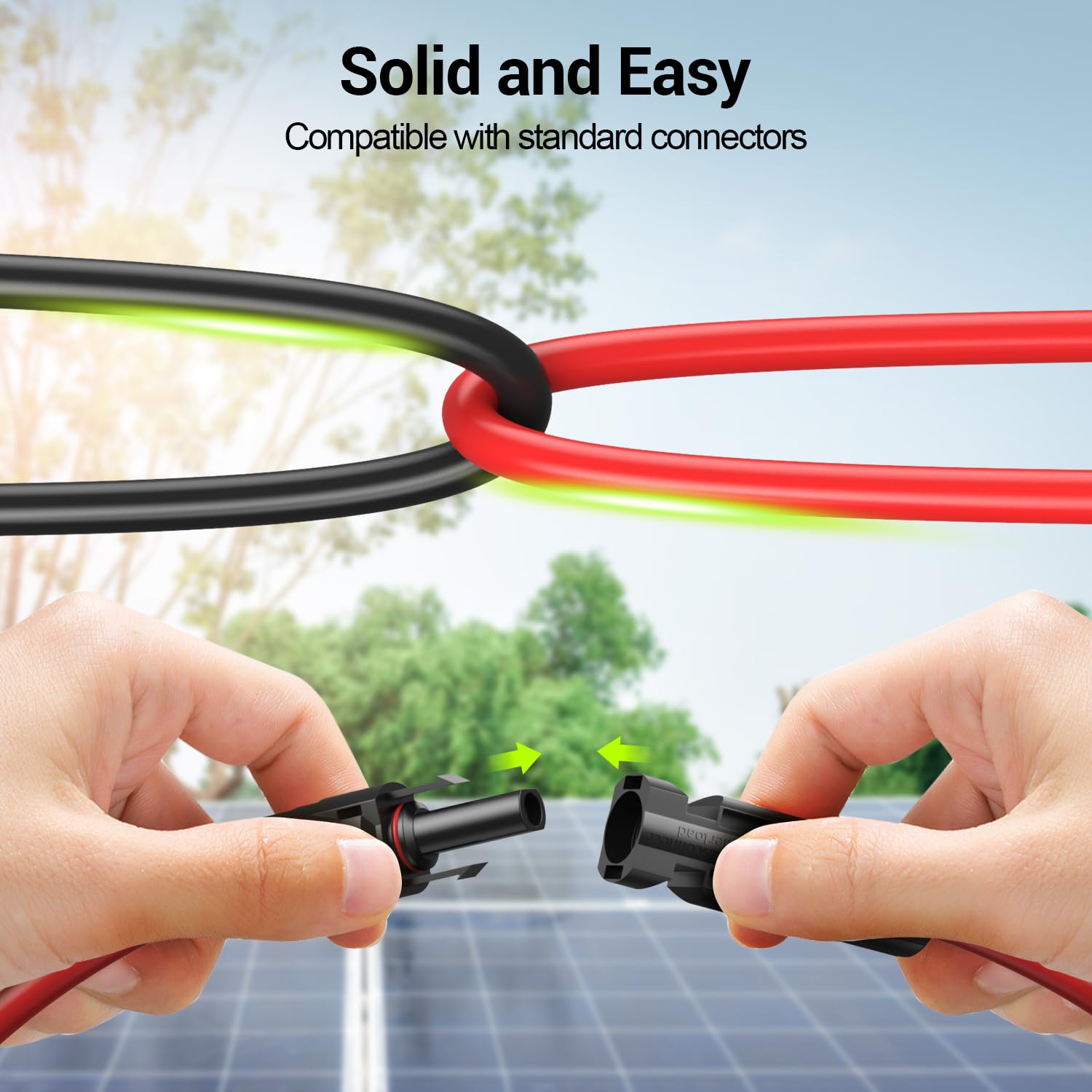 Cavo di prolunga solare da 15 m, 10 AWG, cavo per pannello solare con connettori femmina e maschio, per camper all'aperto, sistemi fotovoltaici off-grid (nero + rosso)