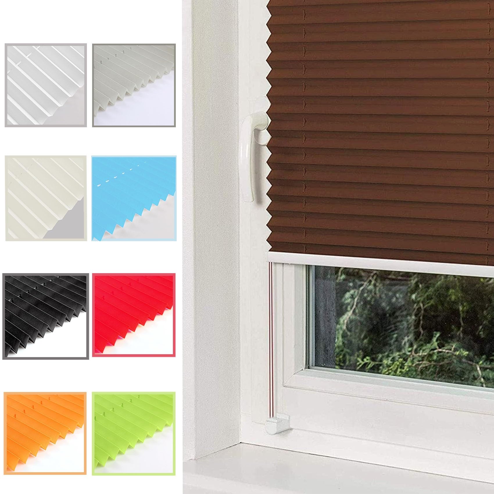 No Drill Blinds Non-woven 60 x 180 cm Stick on Blinds Curtains Blinds No Drill Blinds Self Adhesive Blinds for Bedroom,Kitchen,Bathroom, Brown