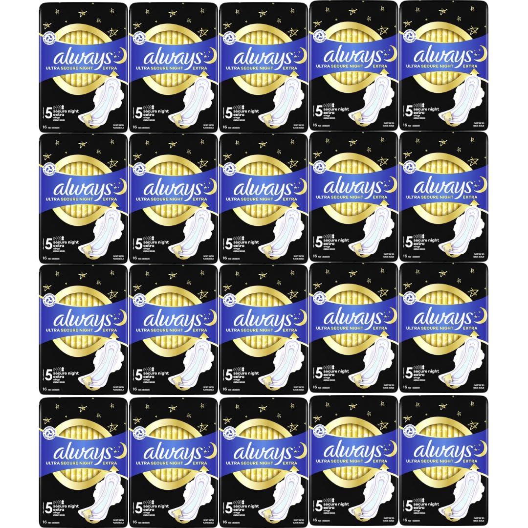 Mit Pufai Grocery, Monatspaket ULTRA Damenbinden Secure Night Extra mit Flügeln (Größe 5) Ultra Secure Night Extra mit Flügeln Damenbinden Big Pack Damenbinden 320 STÜCK
