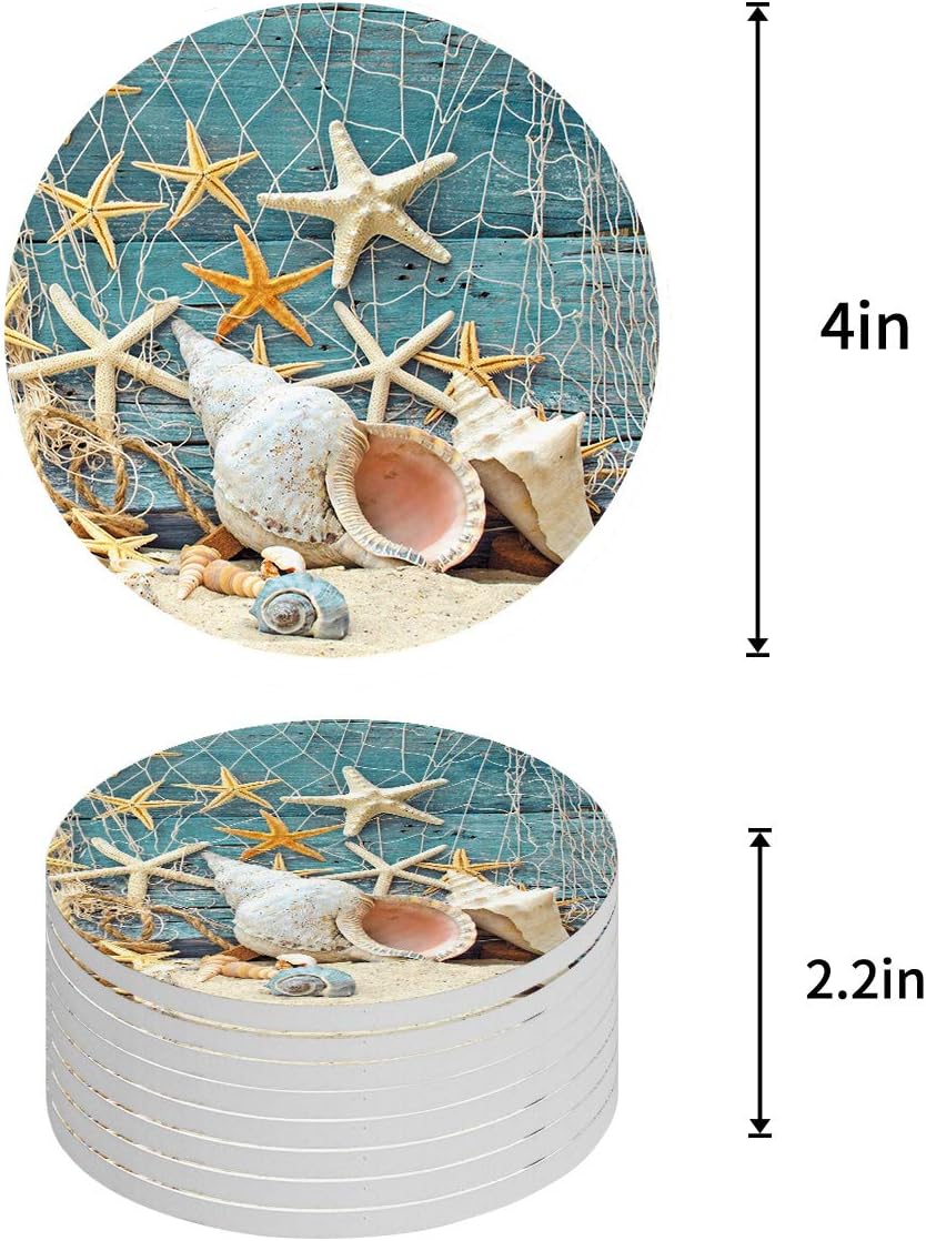 Best Cyber Deals π₯ Ceramic Coasters Set of 8, Beach Coastal Starfish Seashell Absorbent Stone Drink Coaster with Non-slip Cork Back and No Holder for Cups Super Brands Ceramic Coasters Set of 8, Beach Coastal Starfish Seashell Absorbent Stone Drink Coaster with Non-slip Cork Back and No Holder for Cups