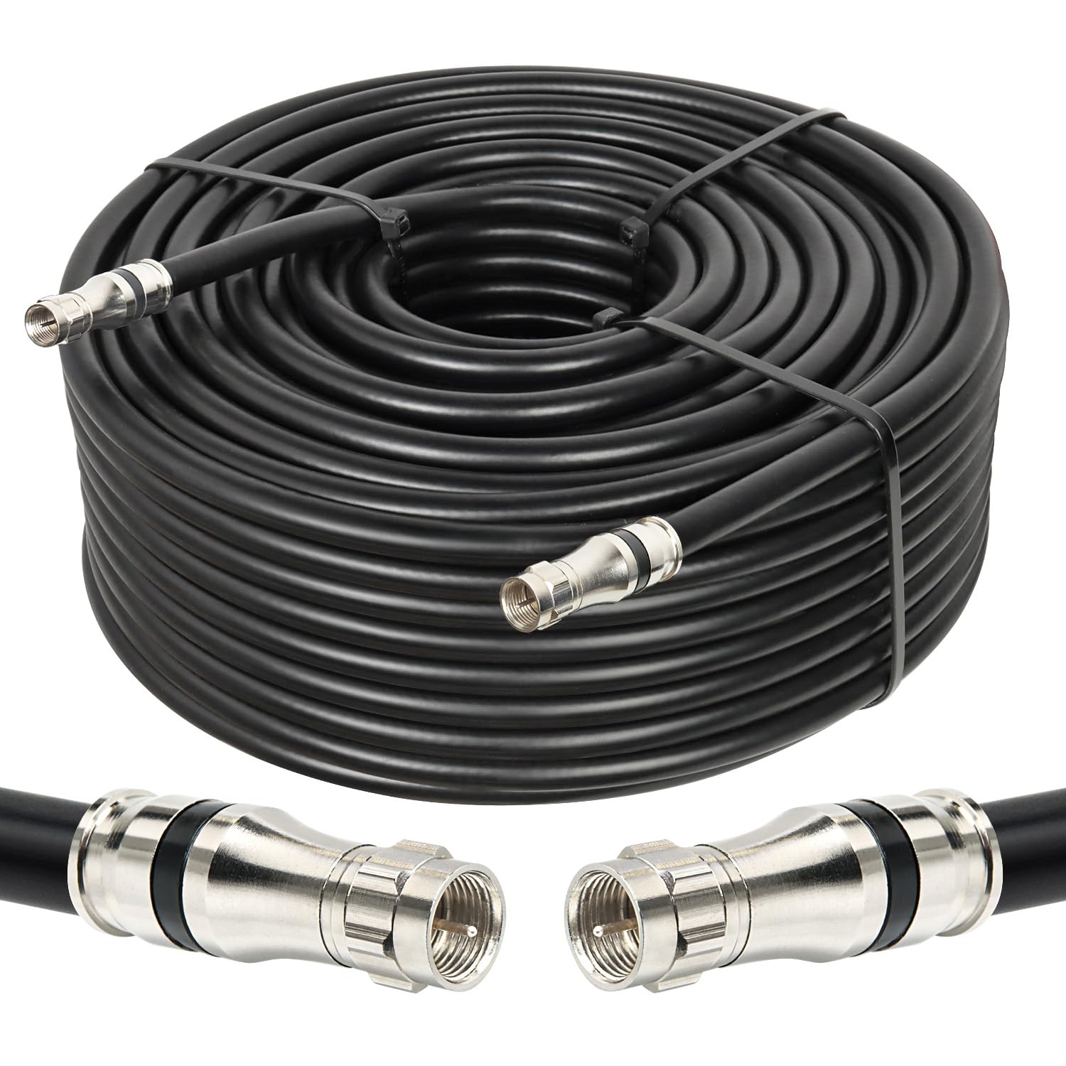 MOOKEERF Kabel koncentryczny RG11 200ft F Kabel, Low Loss RG11 Kabel 200 stóp, 14 AWG RG11 Kabel koncentryczny 75ohm, kabel wtykowy o wysokiej rozdzielczości RG11 F do CATV, satelitarnej Dish, VHF/UHF