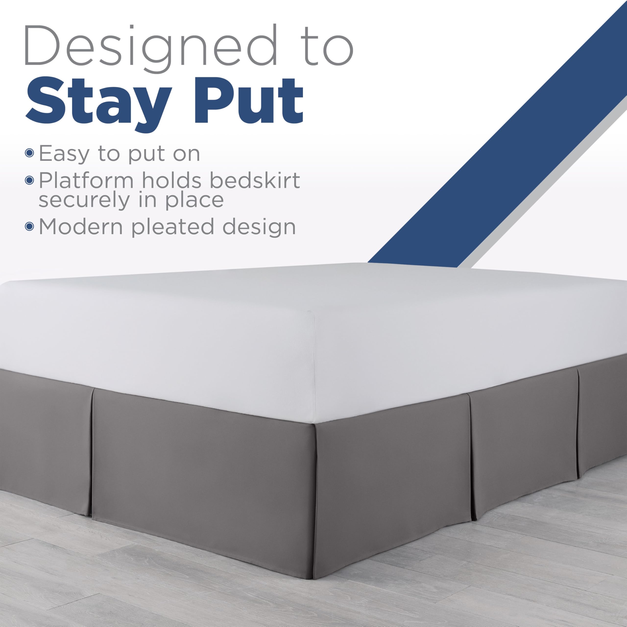 Jupe De Lit Hotel Collection - Bleu Marine, King Size, Drop 16 Pouces - 100% Coton (neuf)