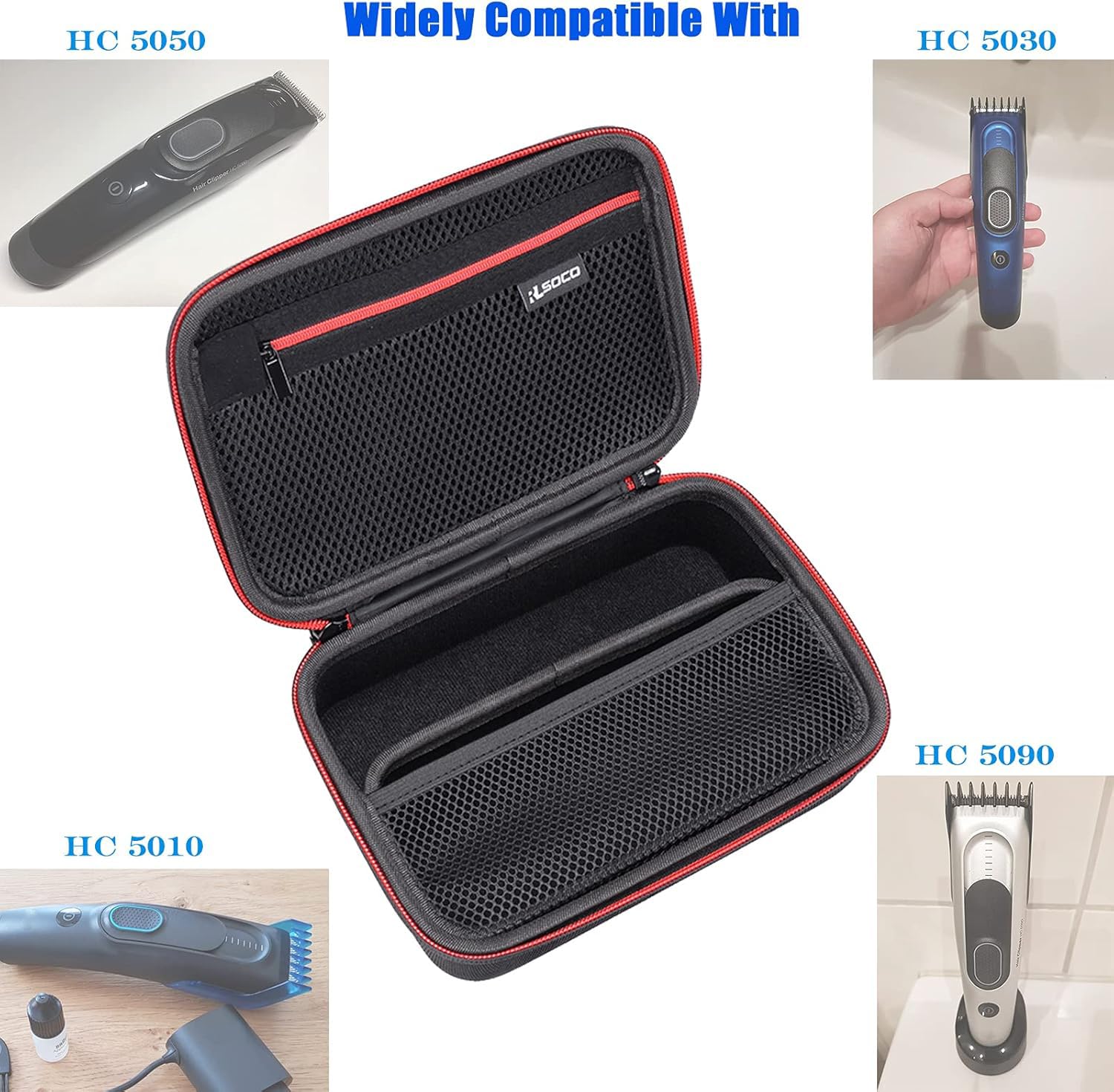RLSOCO Étui pour Braun Tondeuse HC5310/HC5330/HC7390/HC5090/HC5050/HC5030/HC5010 & pour Remington X5 Hair Clipper HC5000 & pour Panasonic ER-DGP86 Tondeuse