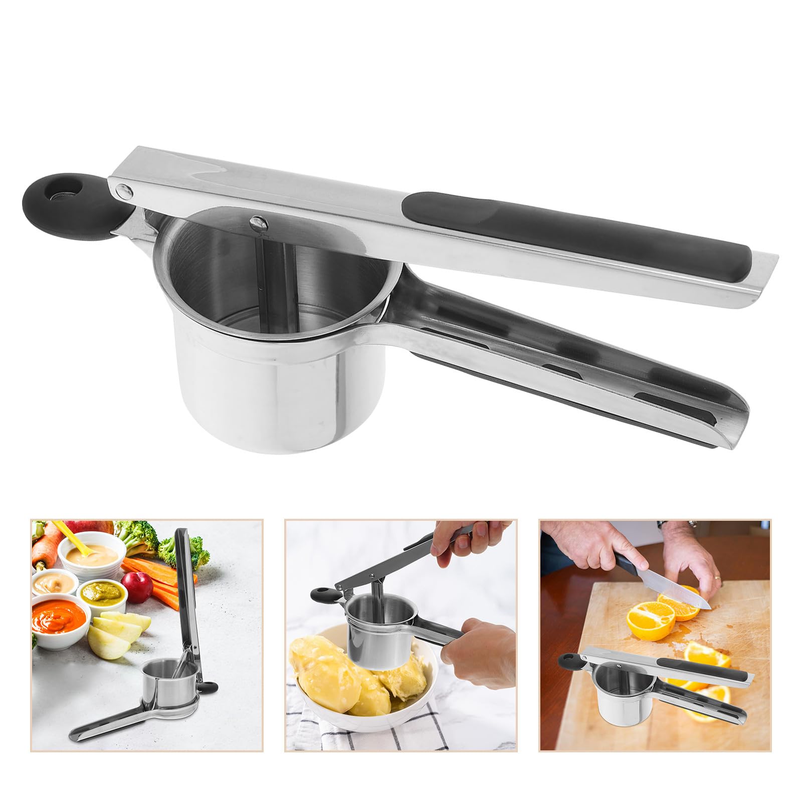 Gatuida Presse-purée Manuel en Acier Inoxydable Robuste, Presse-aliments Cuisine, Petit Format Compact, Outil Multifonction pour Purée de Pommes de Terre, Légumes et Fruits, Nettoyage