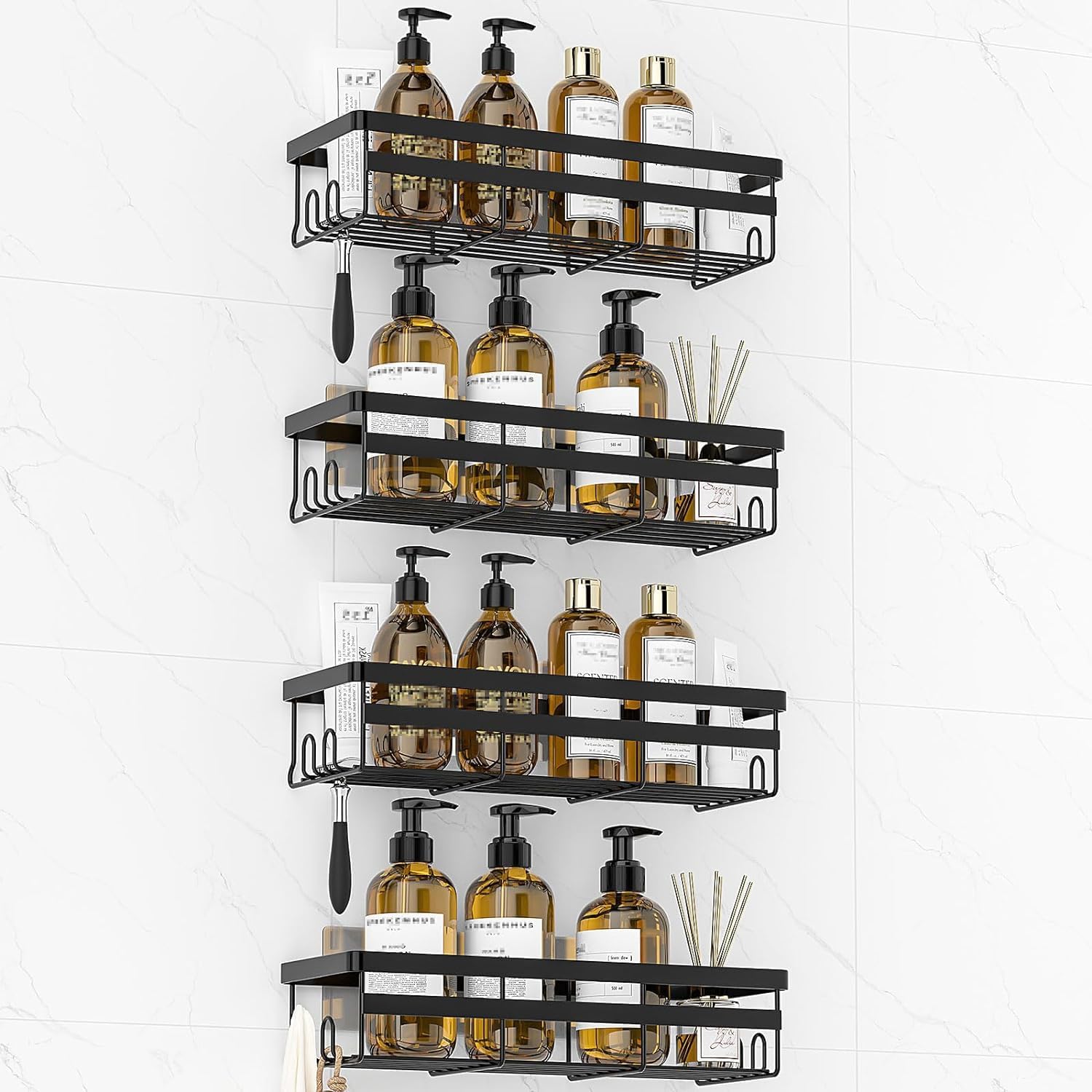 WOWBOX 4‑Pack Adhesive Shower Caddy