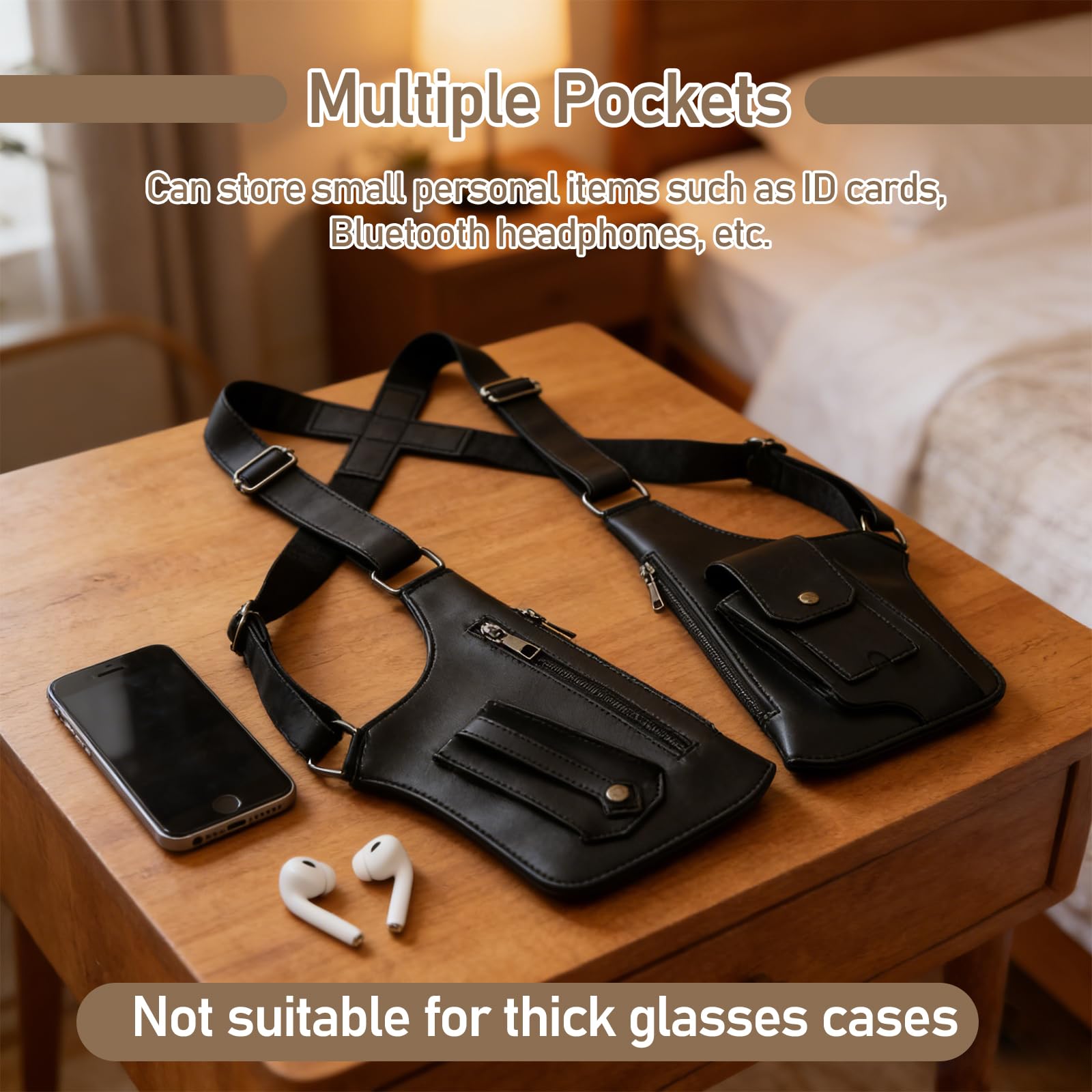 1 Pièce Holster Portefeuille Sacoche Holster Homme Sac A Bandoulière Homme Sac Antivol Résistant Et Durable À L'abrasion Imperméabilité Bandoulière Réglable Grande Capacité Compartiments Multiples