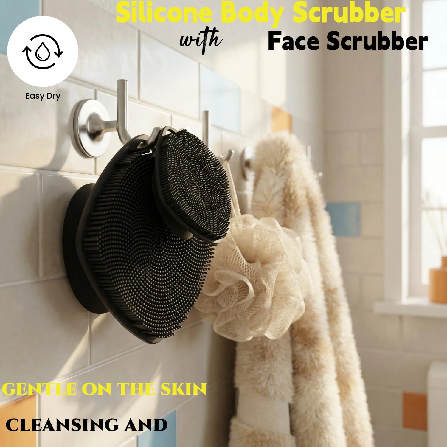 Silikonowy peeling do ciała z przyssawką, delikatna tekstura złuszczający peeling do ciała dla mężczyzn i kobiet na wrażliwej skórze, budująca piana, głębokie oczyszczanie skóry (body +