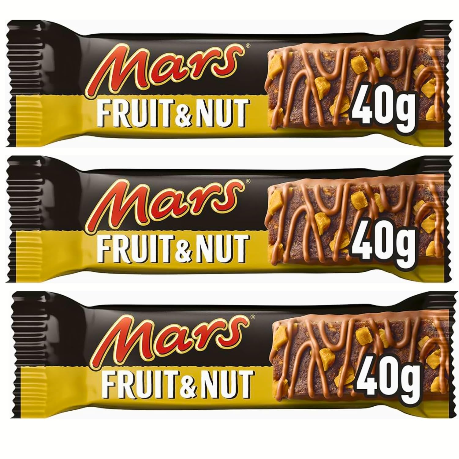 Mars Fruit & Nut Milk Chocolate Snack Bars Pack of 3x40g (Imported UK)