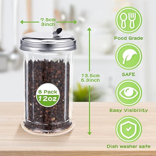 Miniatura 2 de 8 unidades de vidrio para azucarero, dispensador de azúcar de 12 onzas, recipiente dispensador de azúcar estilo retro, tarro de vidrio vintage con