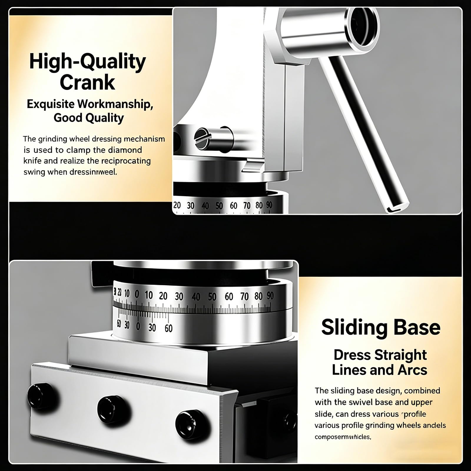 165 uniwersalna komoda z ściernicą, kątowa komoda, precyzja: 0,008/0,005 mm, z przesuwną podstawą, do opatrunku ściernic z kształtem łuku/kąta