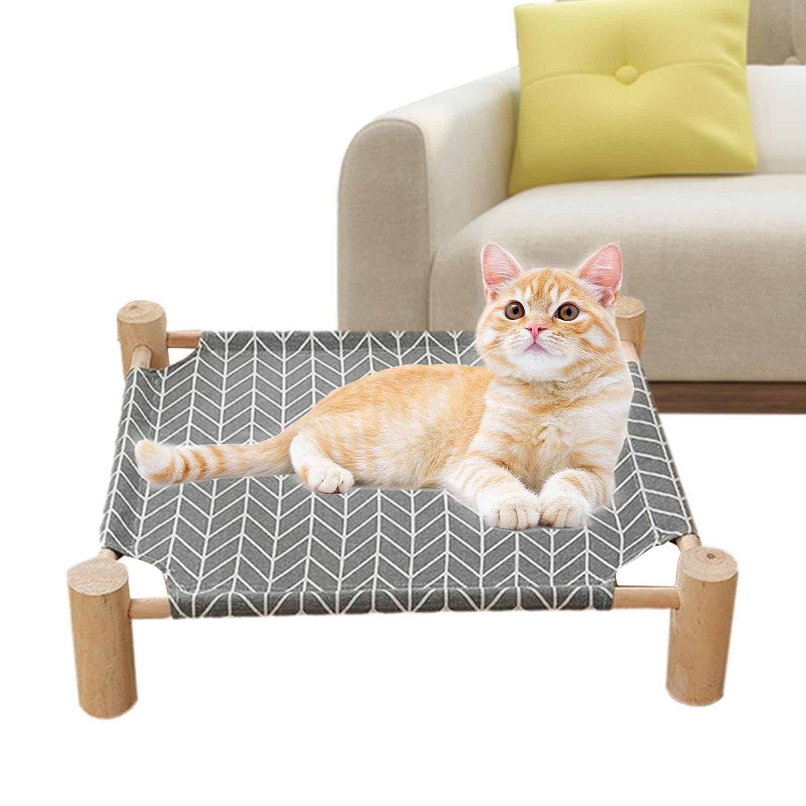 Kaxenig Cama elevada para Perros con refrigeración | Pequeña Madera para Mascotas para el Verano | Cama para Perros al Aire Libre, Cama Hamaca. Cama para Cachorros, Camas para Gatos