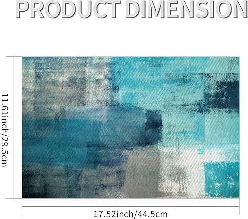 Miniatura 2 de Juego de 4 manteles individuales color turquesa y gris, moderno, abstracto, lavable, resistente al calor, de plástico, PVC, antideslizante, lavable,