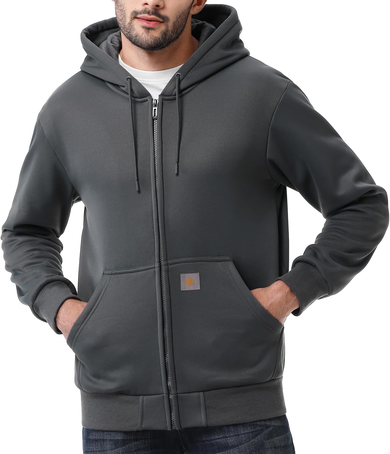 Men's Loose Fit Heavyweight Full Zip Fleece-Lined Hoodie Sweatshir