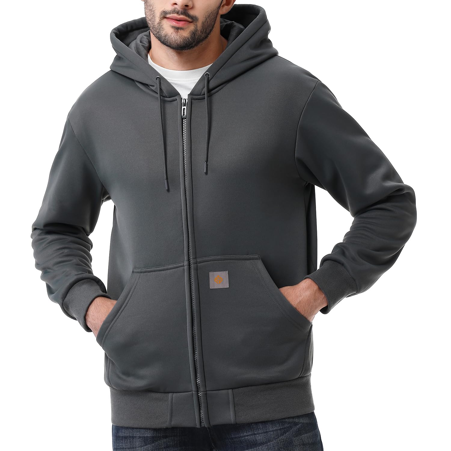 Men's Loose Fit Heavyweight Full Zip Fleece-Lined Hoodie Sweatshir