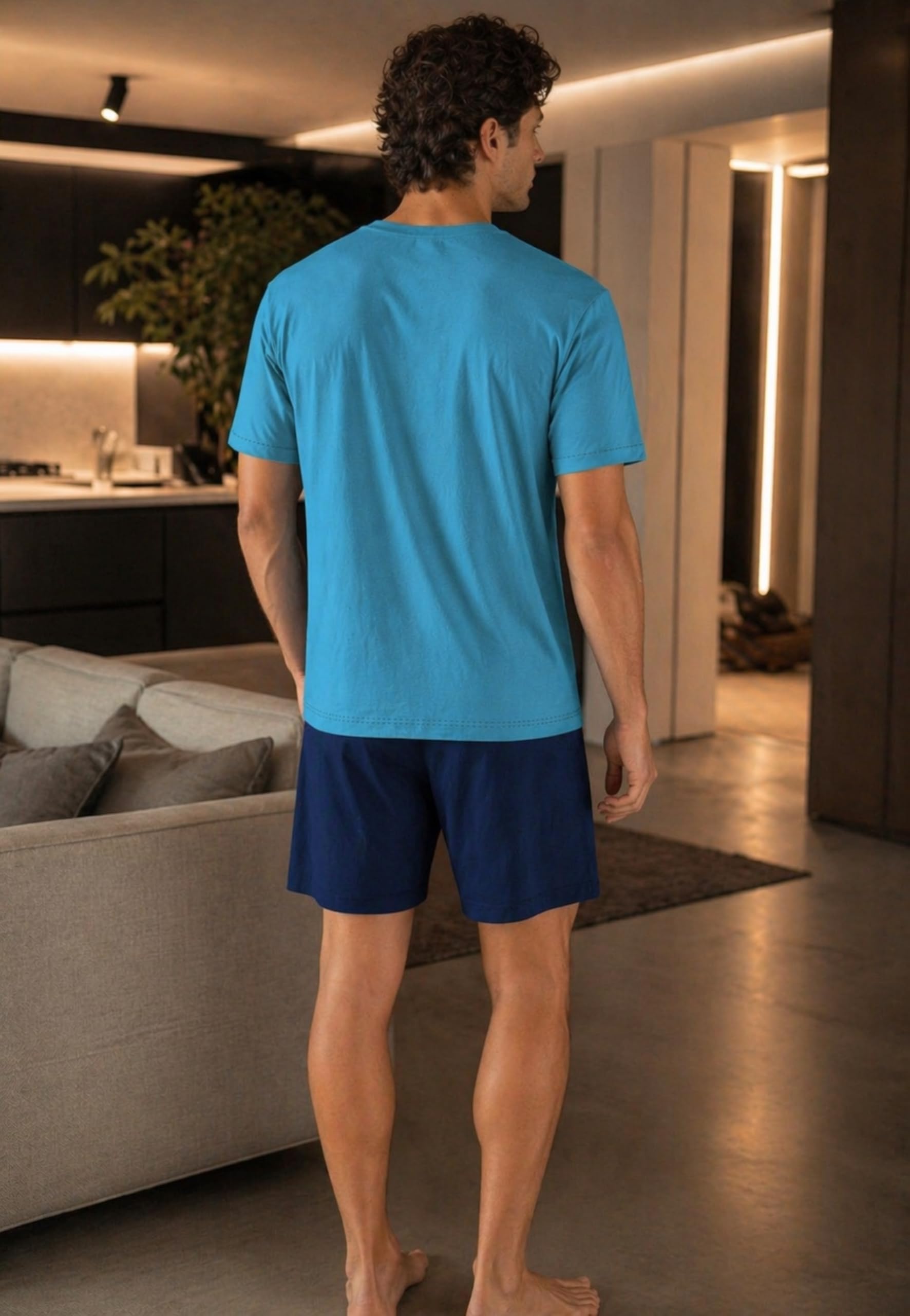 Intimitaly YM - Pigiama Corto Uomo Estivo, Cotone Leggero, Maglia e Pantalone, Comfort-Fit, Traspirante