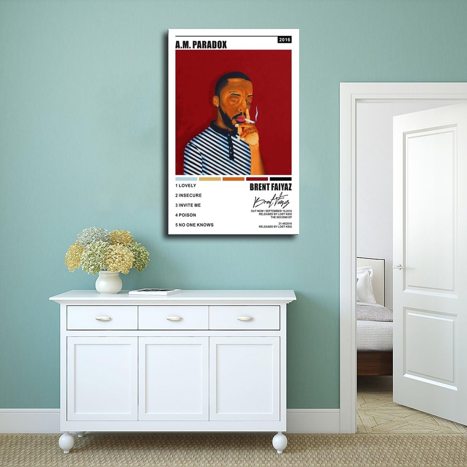 ARZARF J. Cole Poster 2014 Forest Hills Drive Tracklist Album Copertina Poster su tela Decorazione da parete Stampa Quadri per soggiorno camera da letto Decorazione cornice 20 x 30 cm (20 x