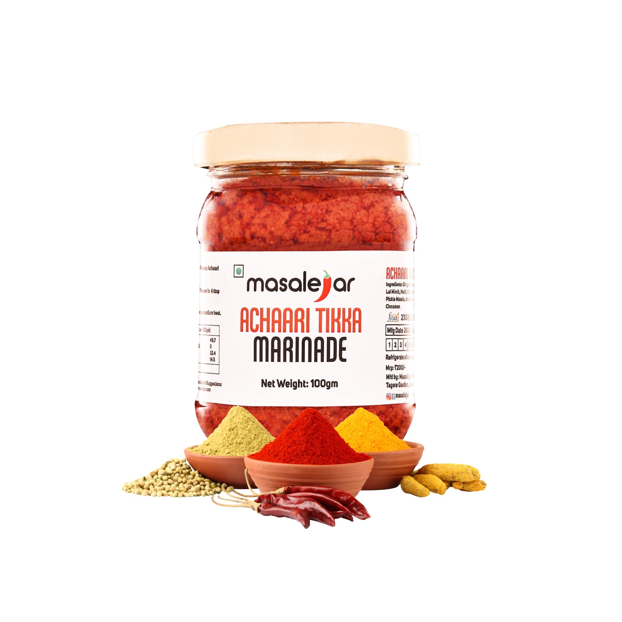 Masalejar Ready to Cook Achaari Tikka Masala Marinade Spice Mix 100gm Serves 4-5 | Chicken Masala | Panner Masala | Mushroom Soya Masala | Fish Masala | Just Mix & Cook | No added Preservatives (Pack of 1) (B09WJ9RL55) Amazon Price History, Amazon Price Tracker