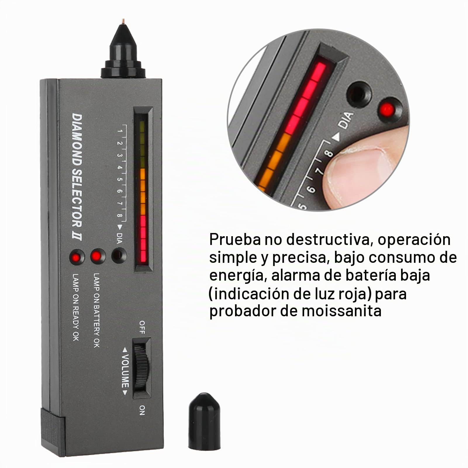 Tyenaza Probador de Diamantes, Probador Profesional de Diamantes Moissan, Comprobador de Diamante Portátil de Precisión de Diamante LED, para el Diamante Zafiro Rubí Cristal Gemas dureza de Piedras