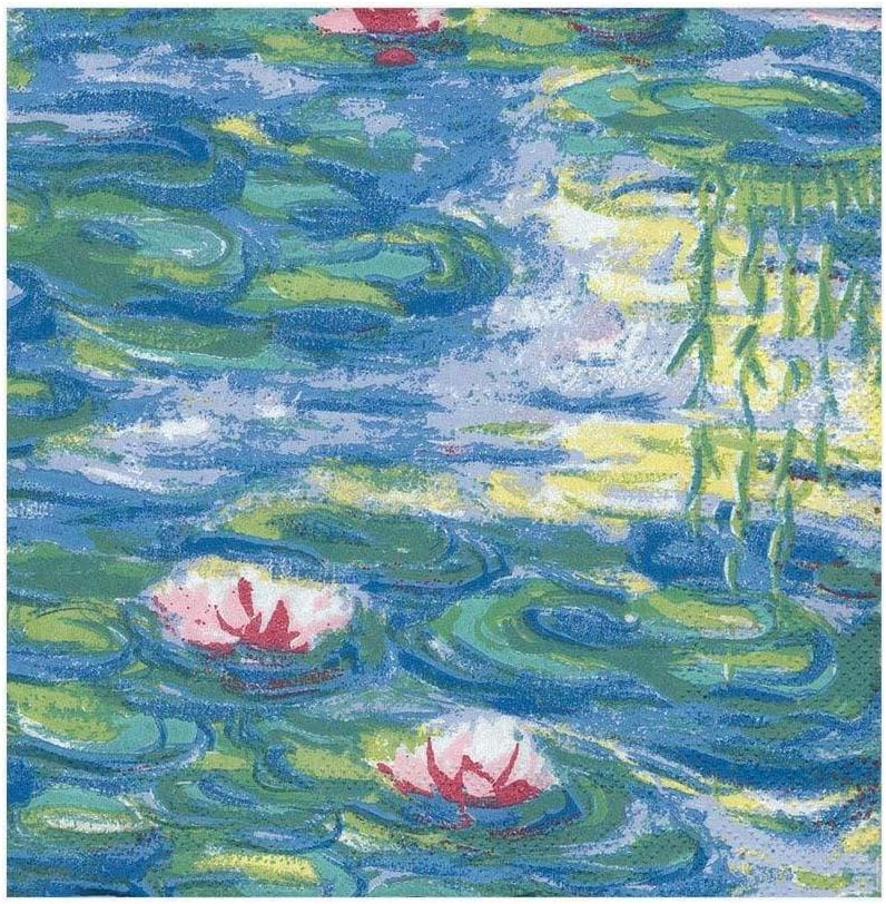 Caspari Nympheas Paper Luncheon Napkins, Four Packs of 20