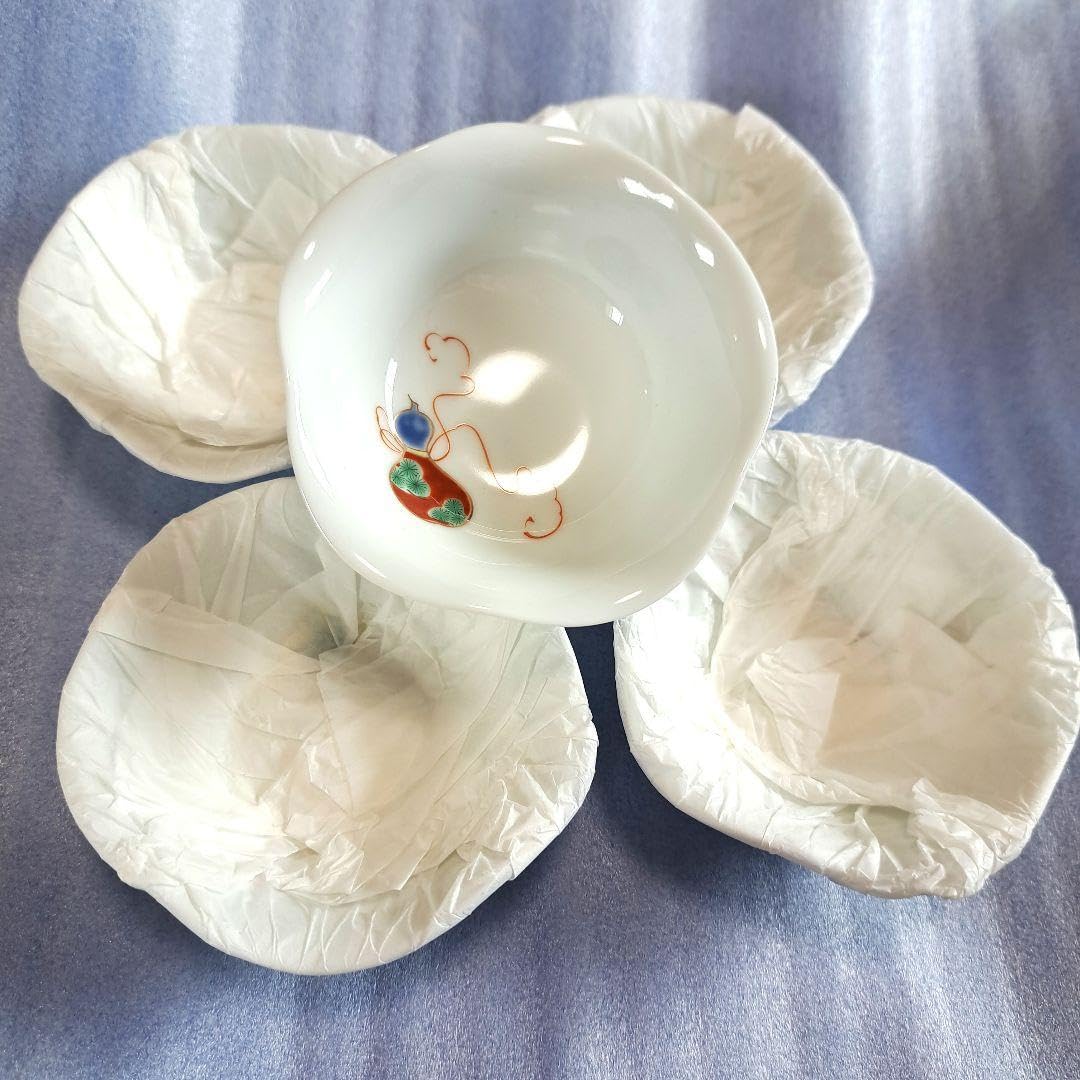 深川製磁 花ひょうたん 菊中割小皿揃 瓢箪 絵変り皿 5枚