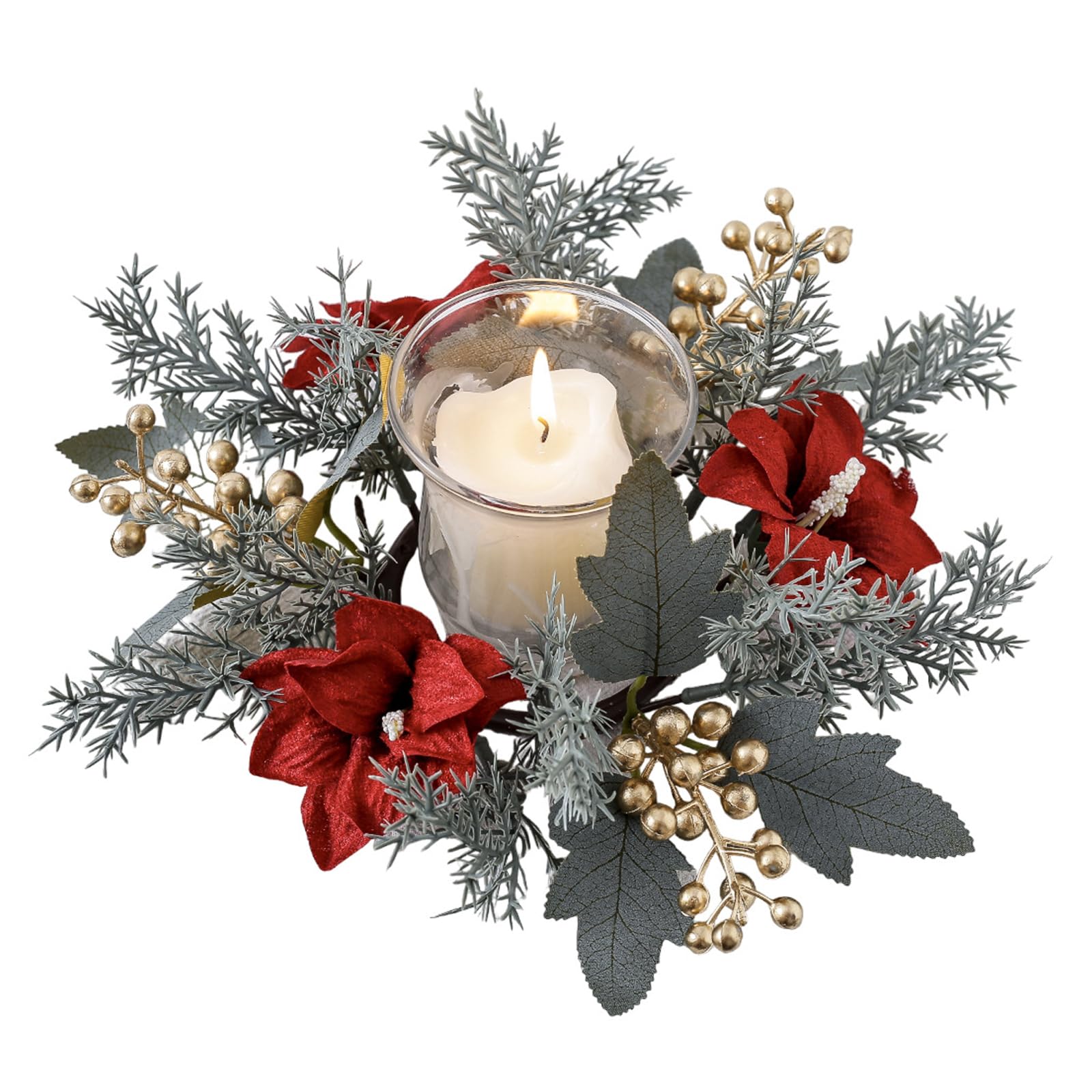 Christmas Candle Ring Kitchen Cabinet Wreath Xmas Table Centerpieces 9.8