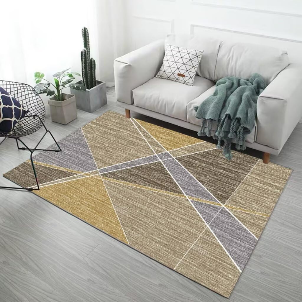 Tapis de salon lavable et antidérapant, motif géométrique multicolore tendance 80x140